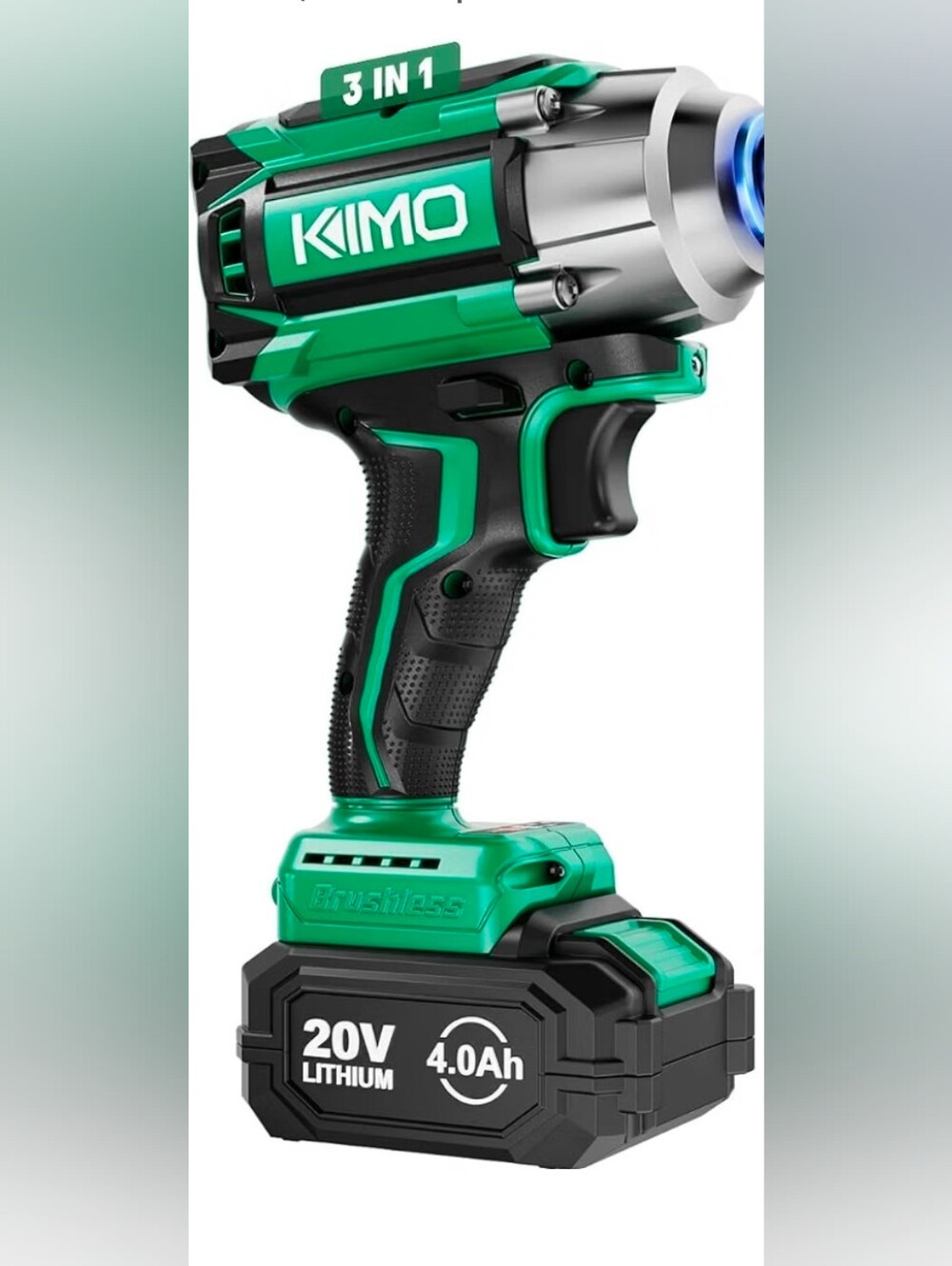 Kimo Brushless Impact Driver with Green Accents